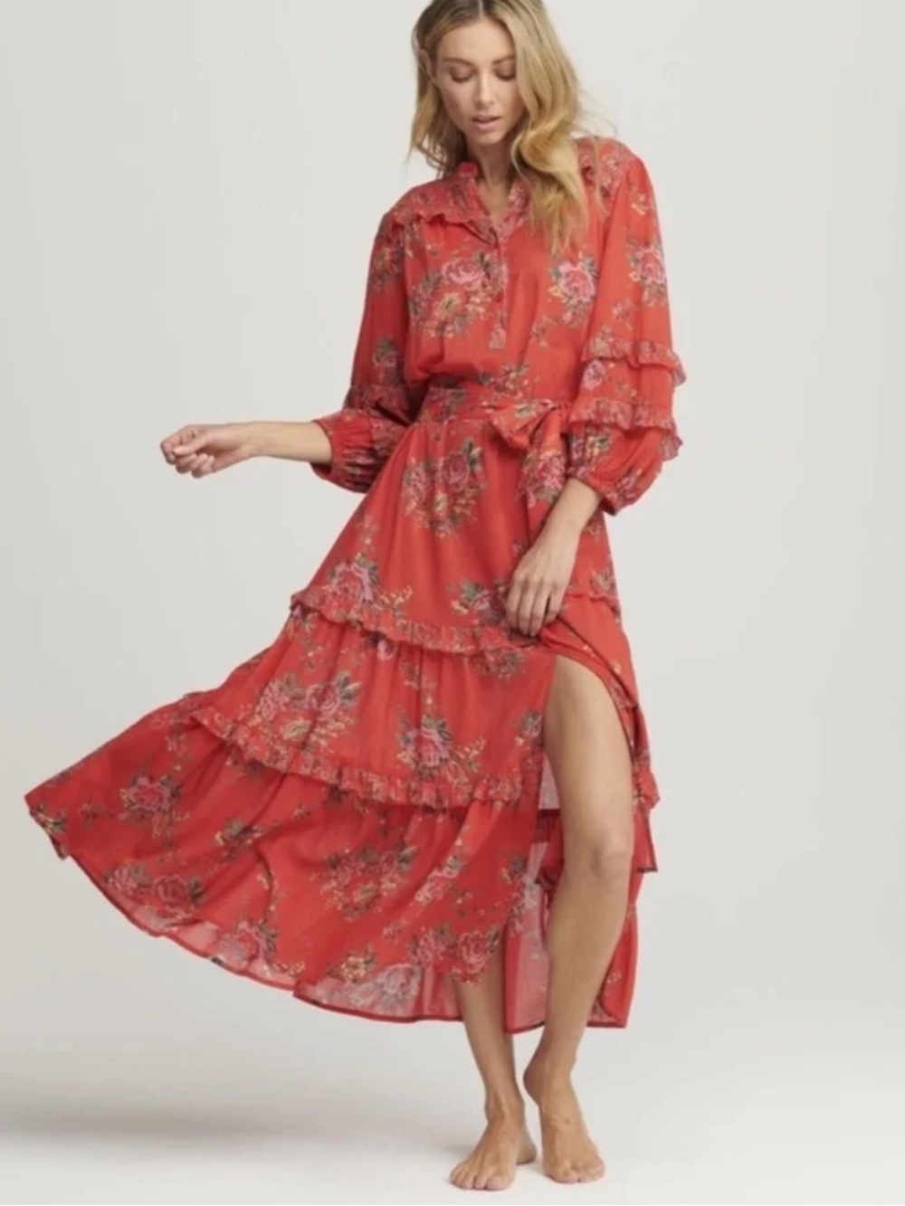 Sundays Mya Red Floral Dress